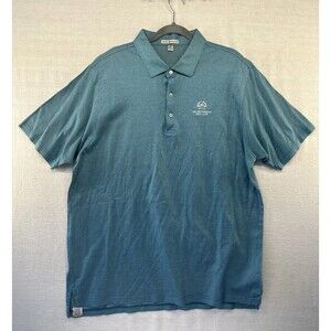 Peter Millar Polo Shirt Mens XXL Blue Stripe Broadmoor Golf Club Logo